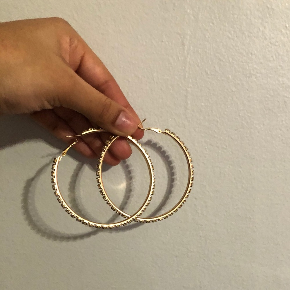 Big Gold diamond hoop earrings